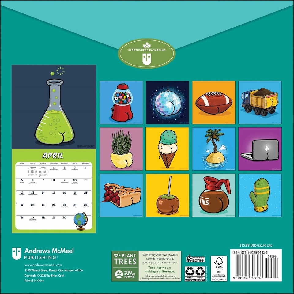 image 1 of Butts on Things 2026 Wall Calendar