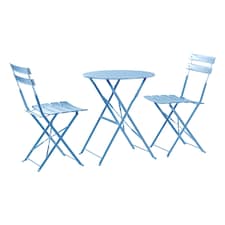 Harbour Housewares 2 Seater Sussex Bistro Set - Round - Cornflower Blue | Blue | Cornflower Blue | 1