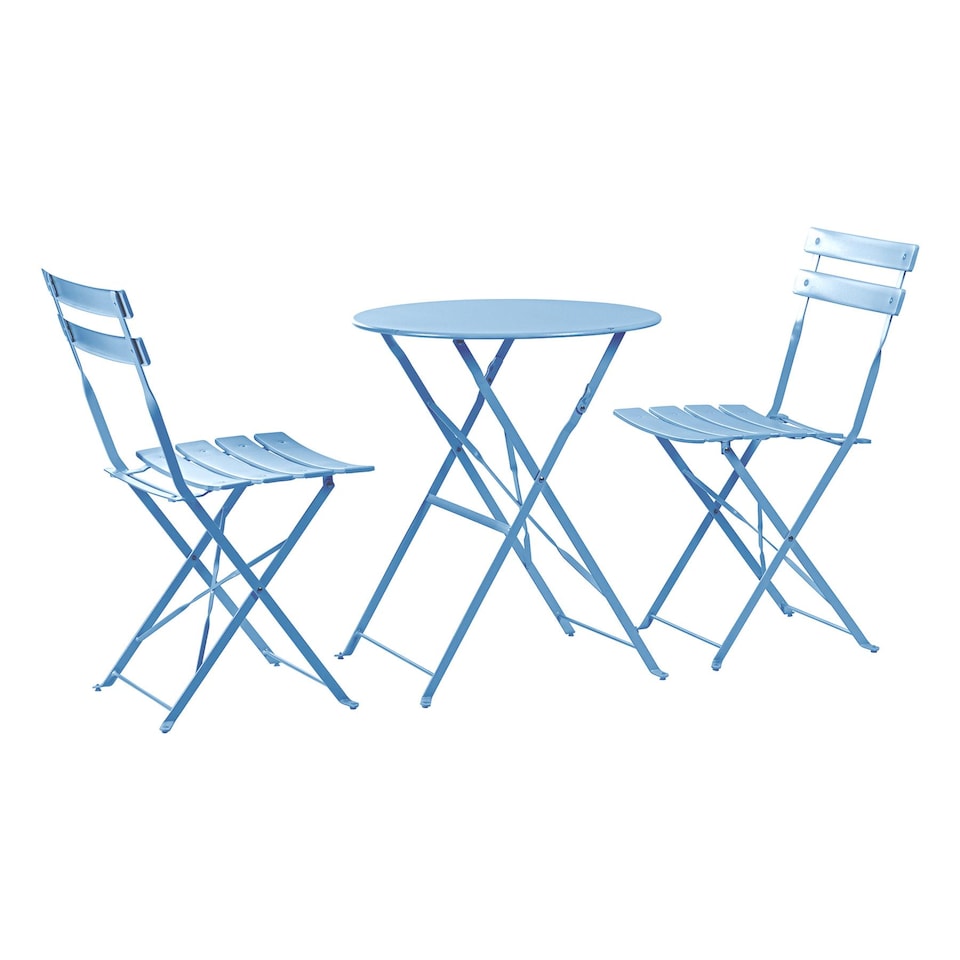 image 1 of Harbour Housewares 2 Seater Sussex Bistro Set - Round - Cornflower Blue | Blue | Cornflower Blue | 1