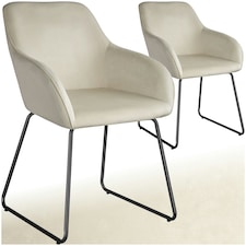 Dining Chair Jeane - velvet look, cantilever frame - Set of 2 Cream | Velvet Cream/Black