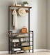 image 1 of Entryway Coat Rack Stand with Shoe Storage Shelves – Industrial Hallway Organiser