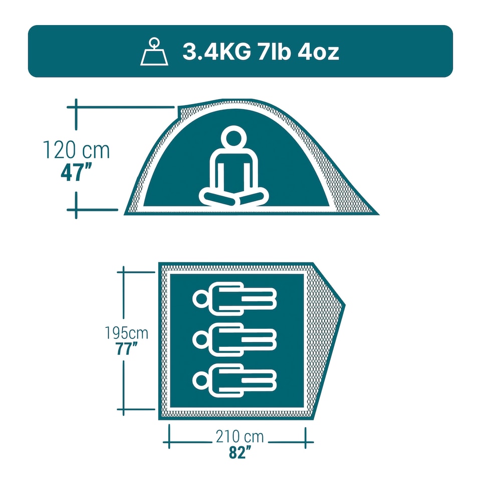 image 1 of Decathlon 3-person camping tent - MH100
