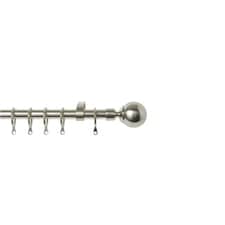 16 - 19mm Satin Silver Ball Metal Curtain Pole Set 120 - 215cm Silver | Silver
