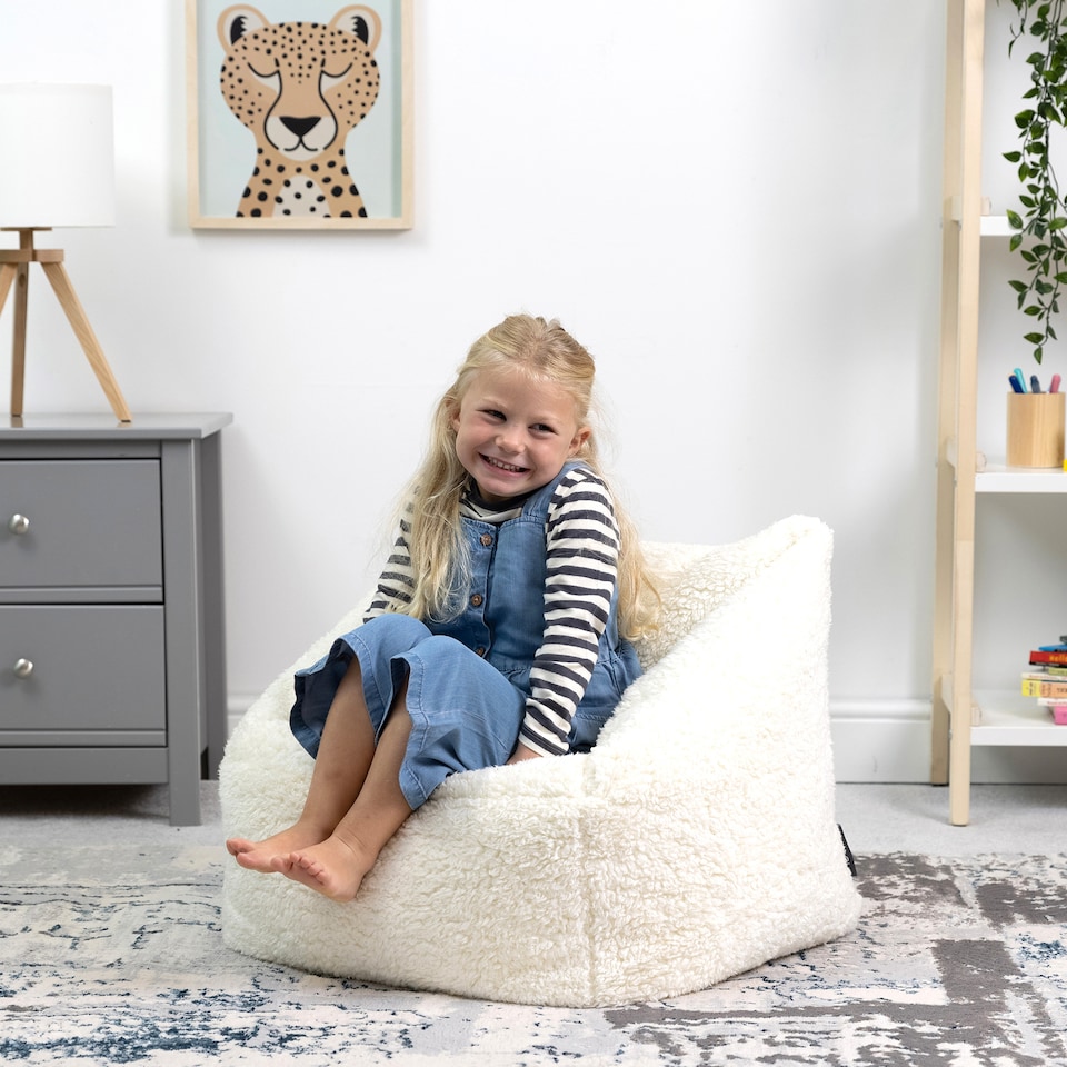 image 1 of Kids Teddy Bear Armchair Bean Bag Natural Childrens Bean Bags | Cream | Natural | M | 1