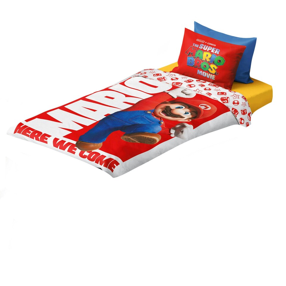 image 1 of The Super Mario Bros Movie Reversible Duvet Cover Set - Red/White/Blue - Single Red | Single