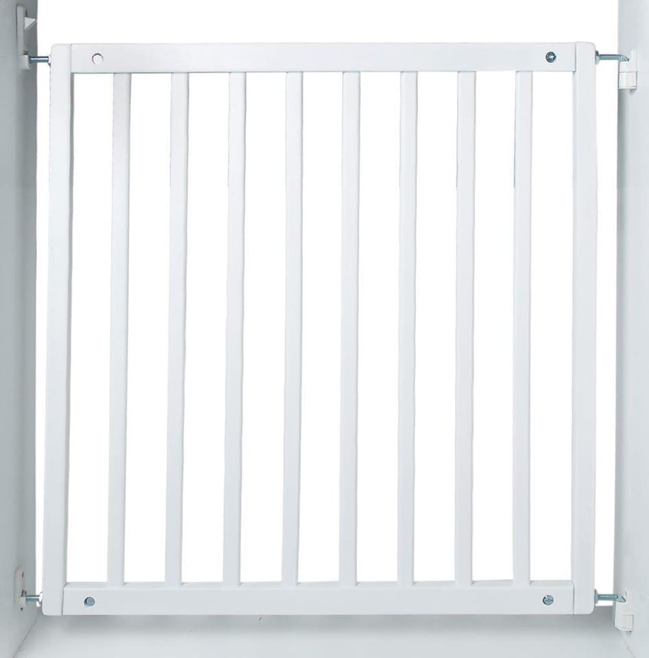 image 1 of Safetots Simply Secure Wooden Gate, 72cm - 79cm, White, Wooden Stair Gate, Screw Fit Baby Gate, Safety Barrier