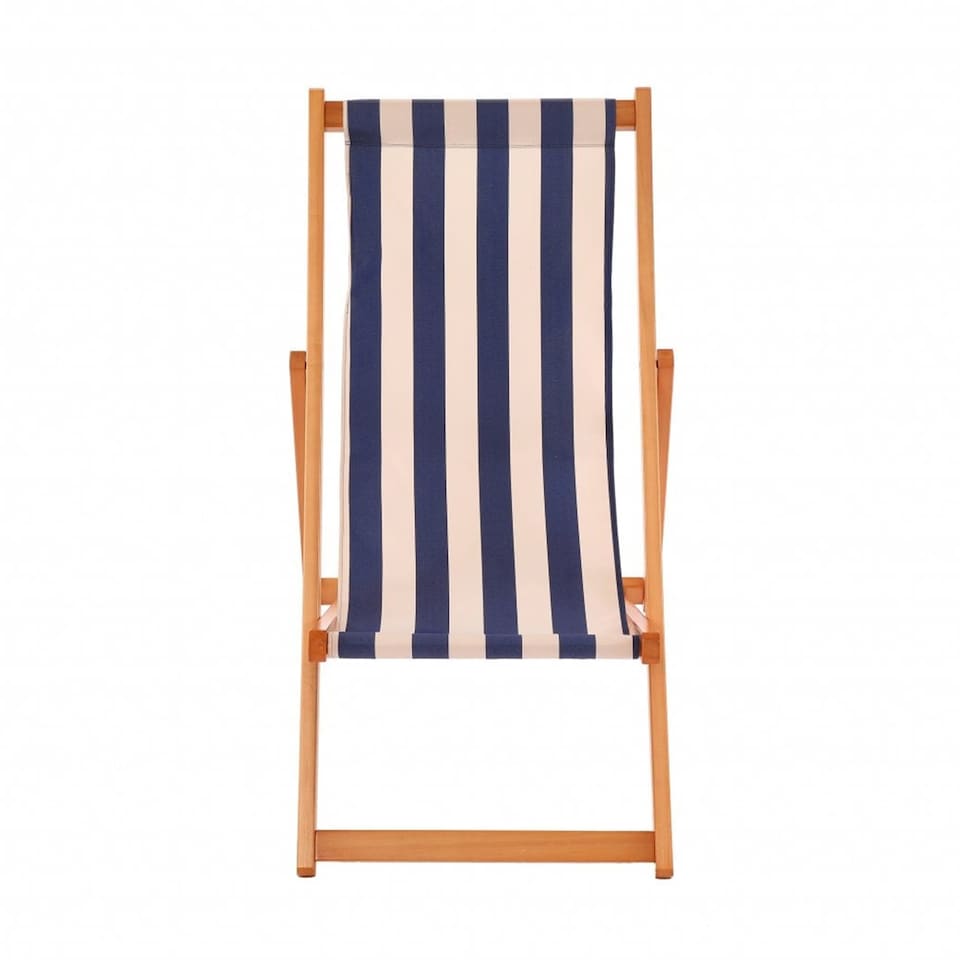 image 1 of Traditional Folding Hardwood Garden Beach Deck Chairs Deckchairs | Blue