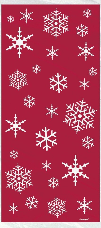 image 1 of Snowflake Cello Bags - Party Favour Gift Bags | Red