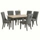 image 1 of Dark Grey Set of Six Studded Velvet Dining Chair with Ring Knocker Detail Grey | Dark Grey