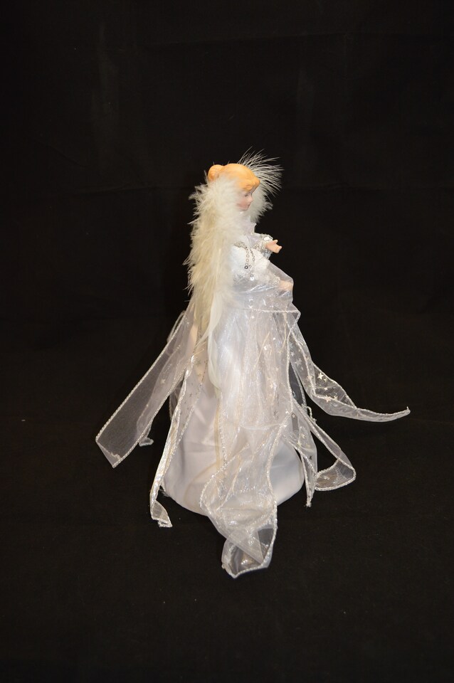 image 1 of 30cm White & Silver Christmas Tree Top Fairy Angel House Decoration Ornament