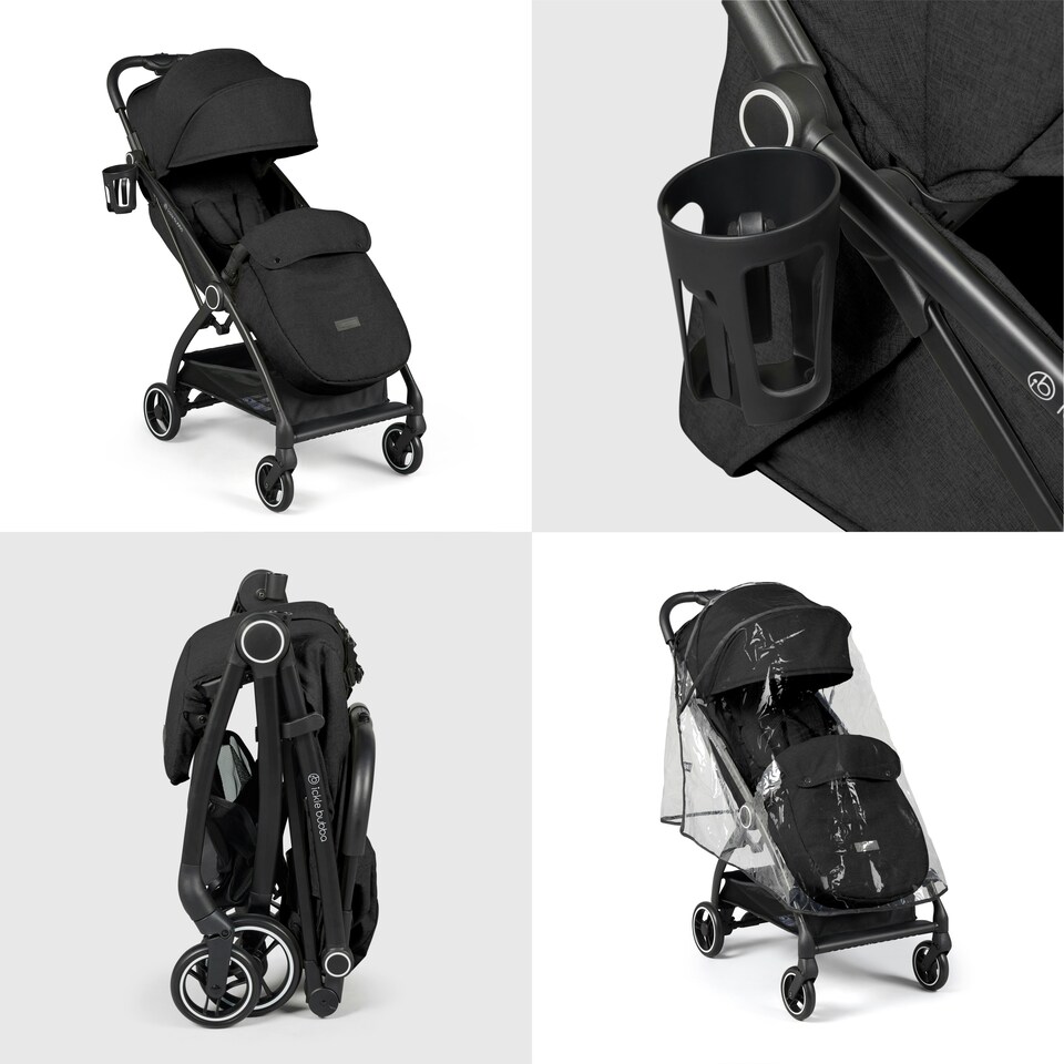 image 1 of Aries Max Autofold Stroller - Feather-Light Design, Multi-Position Recline, Handy Auto-Fold, Birth to 22kg, UPF 50+ Hood & More (Black)