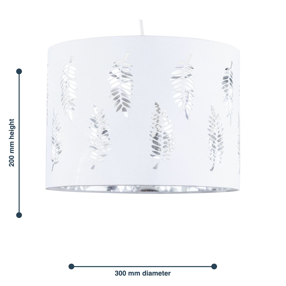 image 1 of Fern - White Cut Out 30cm Pendant Lightshade | White | Silver | Large | 1