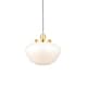 image 1 of Camberley Dome Pendant Ceiling Light Brass Plate, Opal Glass, 1x E27