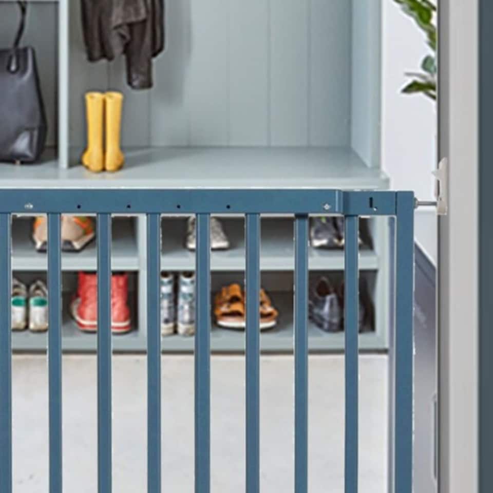 image 1 of Safetots Top of The Stairs Screw Fitted Stair Gate, Azure Blue Wooden, 63.5cm - 105.5cm, Wood Baby Gate, Safety Gate | Blue | 1