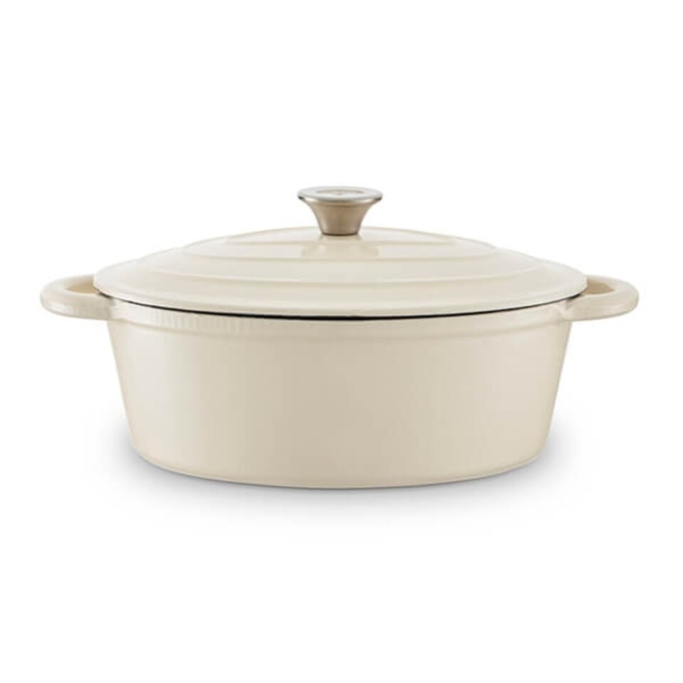 image 1 of Barbary & Oak 29cm Oval Casserole Cast Iron Camembert Cream