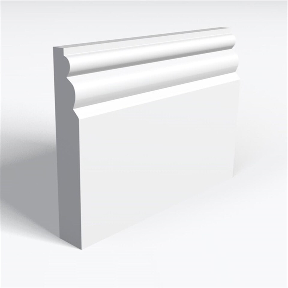 Pack of 15 (Total 15 Units) - Moisture Resistant MDF Primed Larches Skirting Board & Rebate - 25mm (T) x 119mm (H) x 4200mm (L)