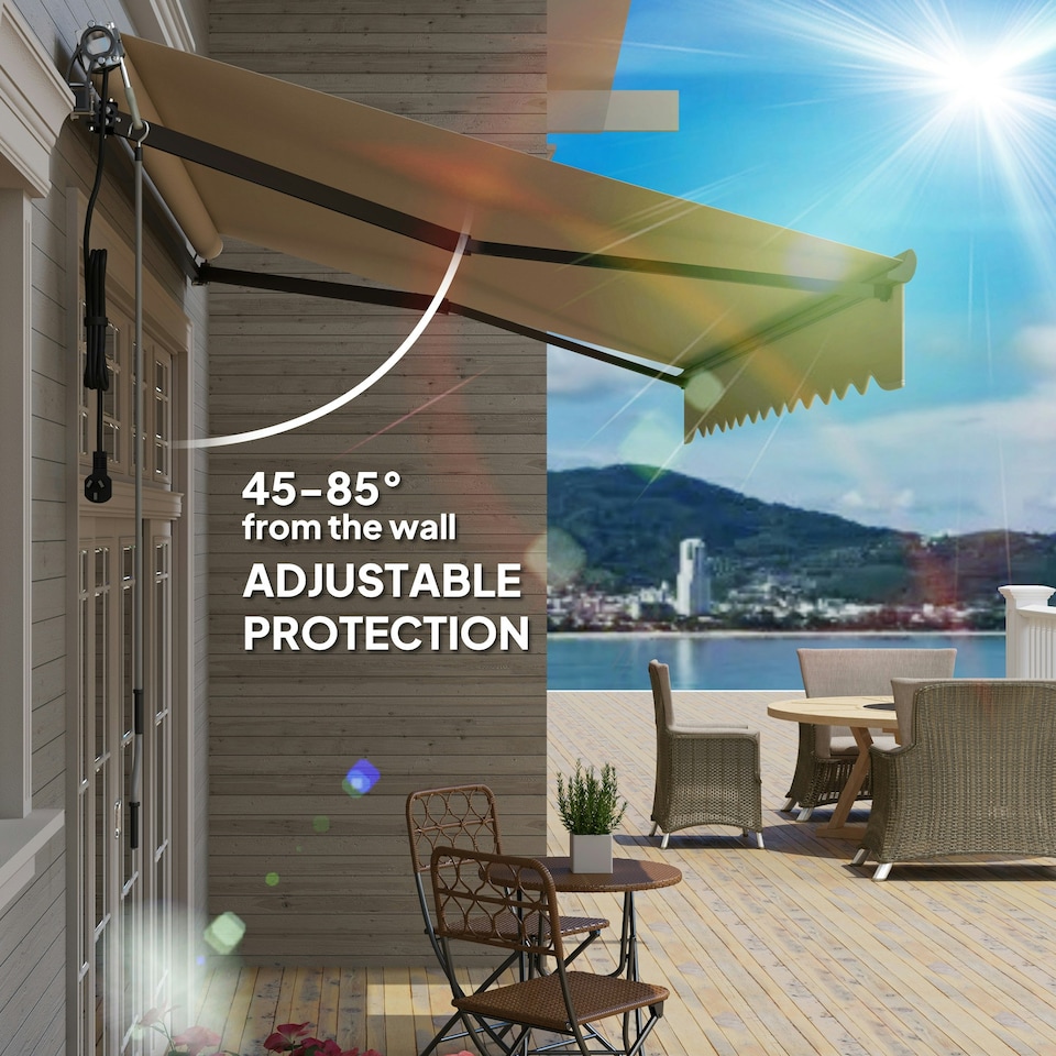 image 1 of Outsunny 3.5 x 3(m) Electric Retractable Awning w/ Aluminium Frame Beige 