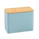 image 4 of Cooks Professional Diamond Pattern Bread Bin with Linen Bag & Bamboo Cutting Board Lid | Blue | Blue | 1