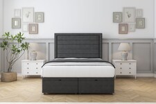 Sloomy Ashford Graphite Dumfries Ottoman Bed With Mattress With 54" Floor Standing Headboard 4' Small Double