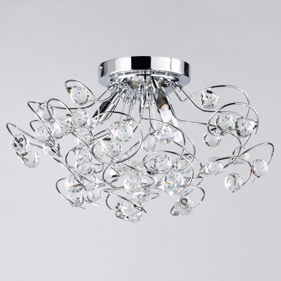image 1 of BHS Lila 3 Light Flush Ceiling Light, Chrome