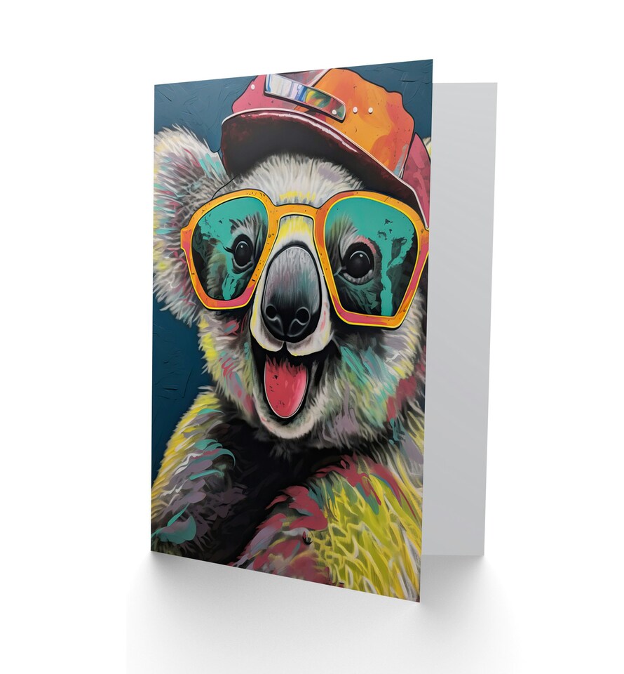 image 1 of Happy Fun Koala Bear Sunglasses Child Kids Art Card