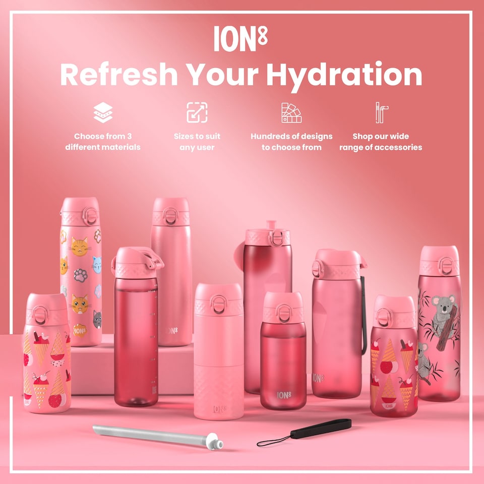 image 1 of Leak Proof Water Bottle, Vacuum Insulated, 320ml (11oz) | Pink | Ladybug | One Size