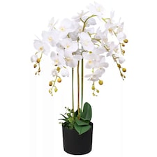 85cm Leaf Design UK Realistic Artificial Orchid Flower Display in Pot