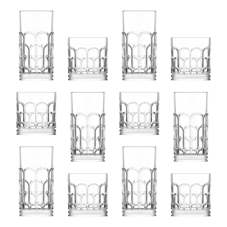 LAV Archie Highball Glasses & Tumblers 12pc Set Tesco Groceries