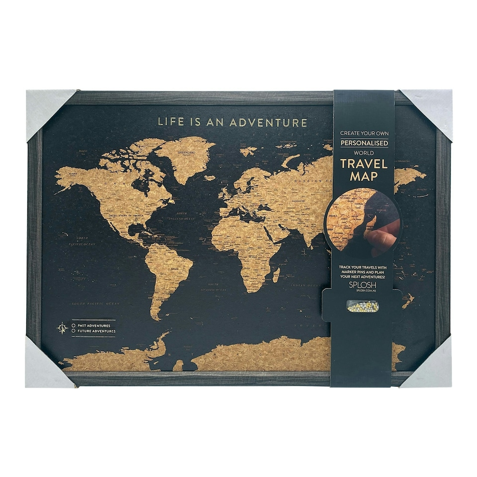 image 1 of Splosh Travel Map Cork Board World Medium Black | Multi