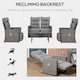 image 5 of Outsunny 4 Piece Rattan Garden Furniture Set with Sofa, Glass Table, Grey | Grey | Grey