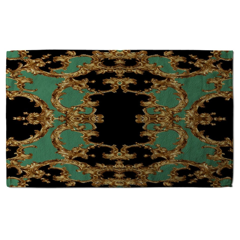 image 1 of Black & Green Baroque (Kitchen Towel)
