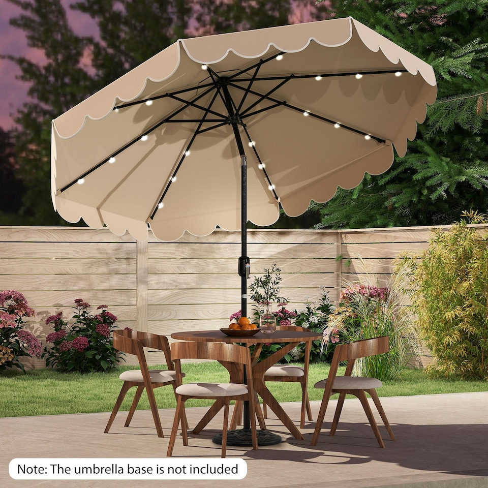 image 1 of COSTWAY 10FT/3M Solar Garden Parasol Sun Shade Canopy Beige Cream
