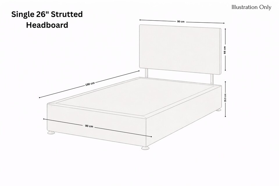 image 1 of Sloomy Alabama Black Plush Divan Bed Base No Drawers With 26 Inch Strutted Headboard | Black | Black | Single | 1