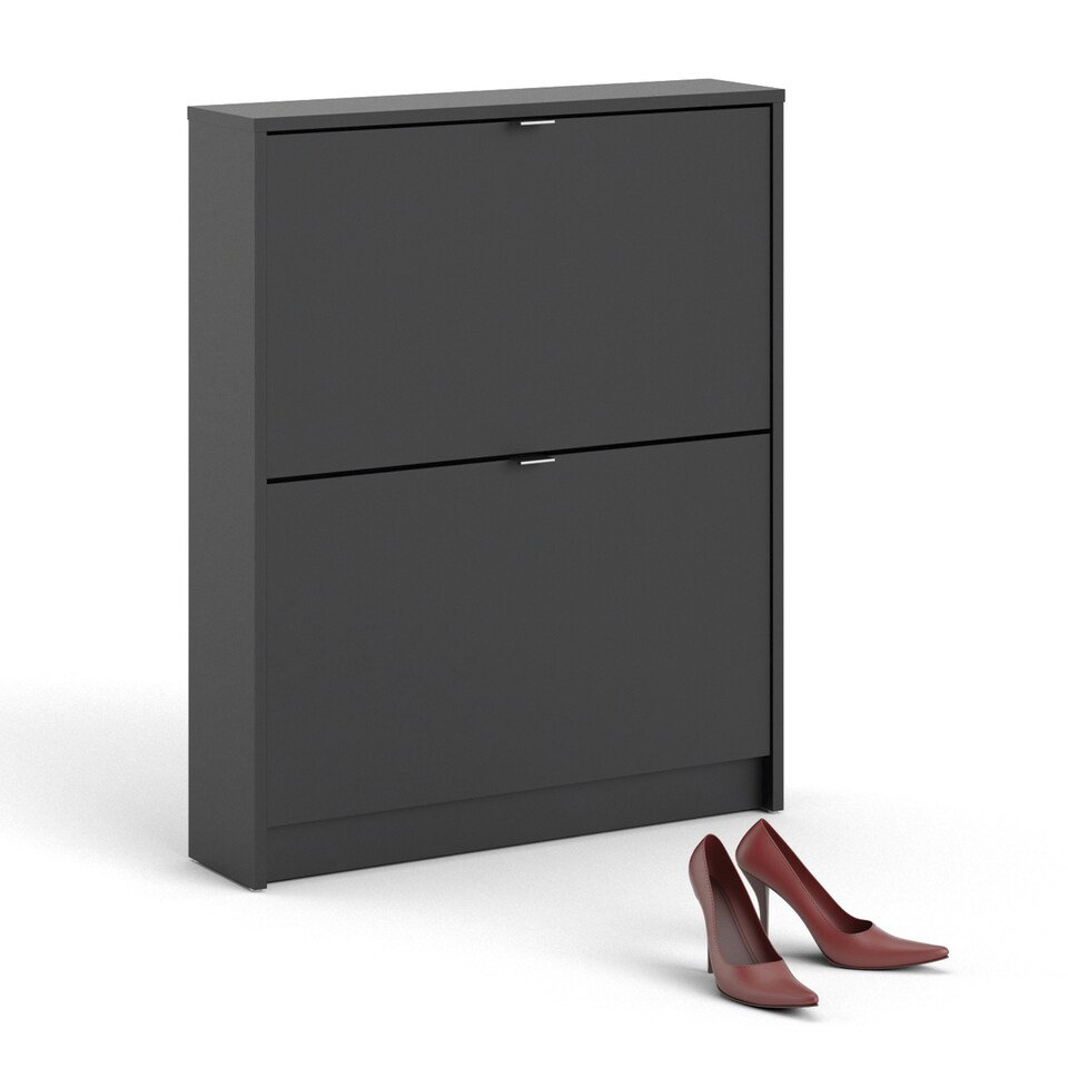 image 1 of Shoes Shoe Cabinet 2 Flip Down Doors and 1 layer in Matt Black