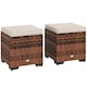 image 6 of Outsunny Set of 2 Rattan Footstool, Storage Ottoman w/ Cushions, Beige Grey