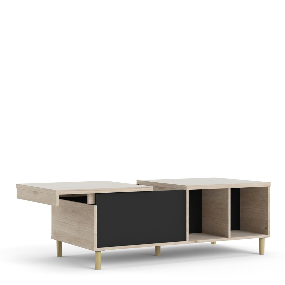 image 1 of Rome Coffee Table with Sliding Top in Jackson Hickory Oak and Matt Black