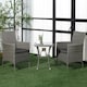 image 2 of Outsunny Rattan Bistro Set Garden Chair Table Patio Outdoor, Light Grey