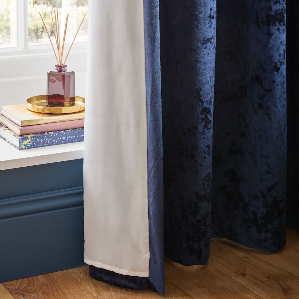 Natural Drapery Catherine Lansfield Crushed Velvet Lined Eyelet Curtains - Tesco Groceries
