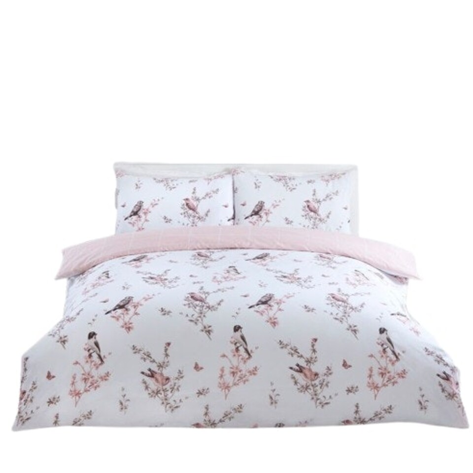 image 1 of Vintage Toile Floral Microfibre Reversible Duvet Cover Set with Pillowcase Multi | King