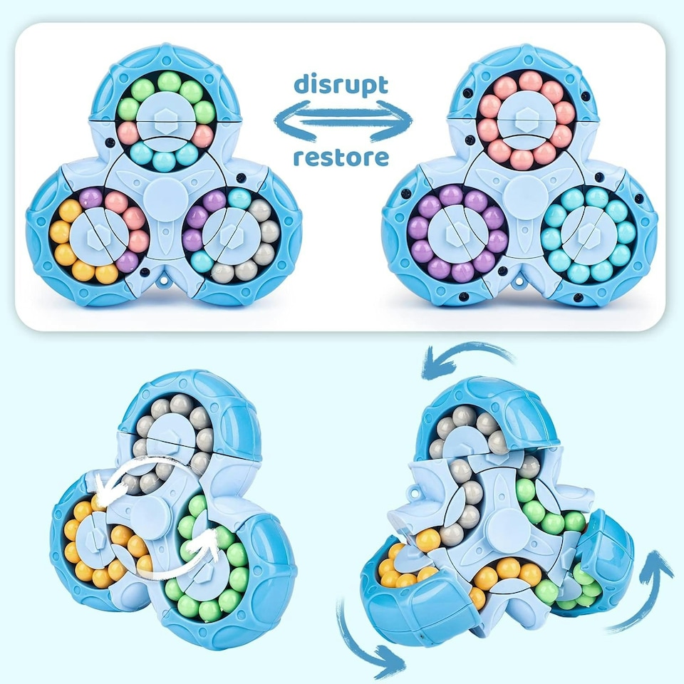 image 1 of Magic Bean Rotating Cube Game Multicoloured Educational Puzzle Toy Gift Set for Boys and Girls