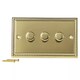 image 1 of Volex Crabtree Brass Gold 3-Gang Dimmer Light Switch