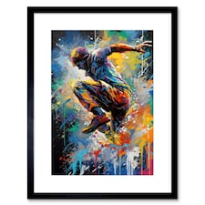 Parkour Portrait Jump Action Shot 9x7" Black Framed Wall Art Print