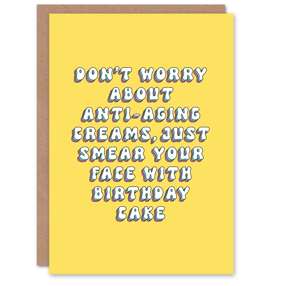 image 1 of Anti Aging Cream Cake Smear Face Silly Funny Birthday Card