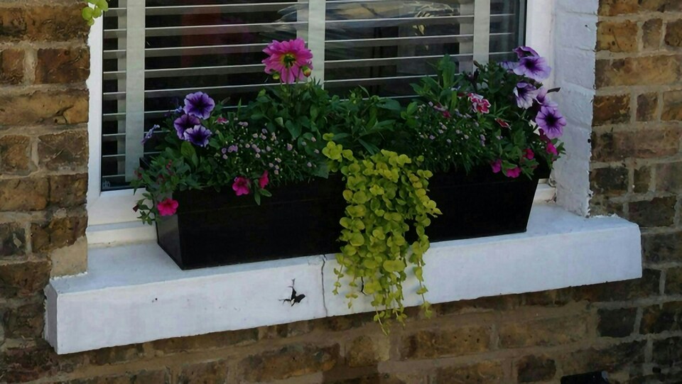 image 1 of Primrose Zinc Edge Trough Outdoor Garden Planter in Pewter Small 40cm