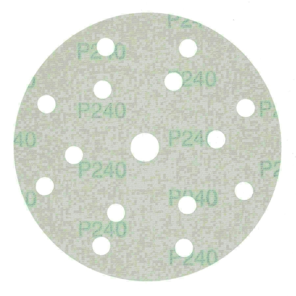 image 1 of 150mm Sanding Discs Aluminium Oxide Abrasive 240 Grit 15 Hole Hook + Loop 500pc