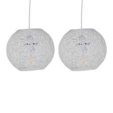 Set of 2 Abaca - White 8 Globe Ceiling Light Shades" White