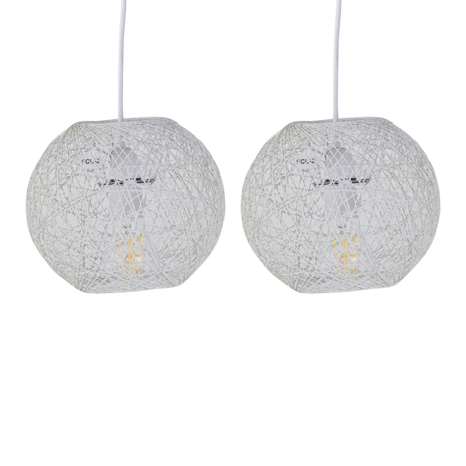 image 1 of Set of 2 Abaca - White 8 Globe Ceiling Light Shades" White