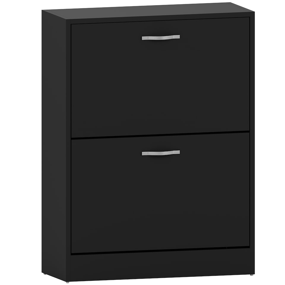 image 1 of Vida Designs 2 Drawer Shoe Cabinet Shoe Rack Storage Cupboard, Black