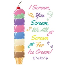 Scream For Ice Cream PVC Party Sign Decoration 25cm x 36cm