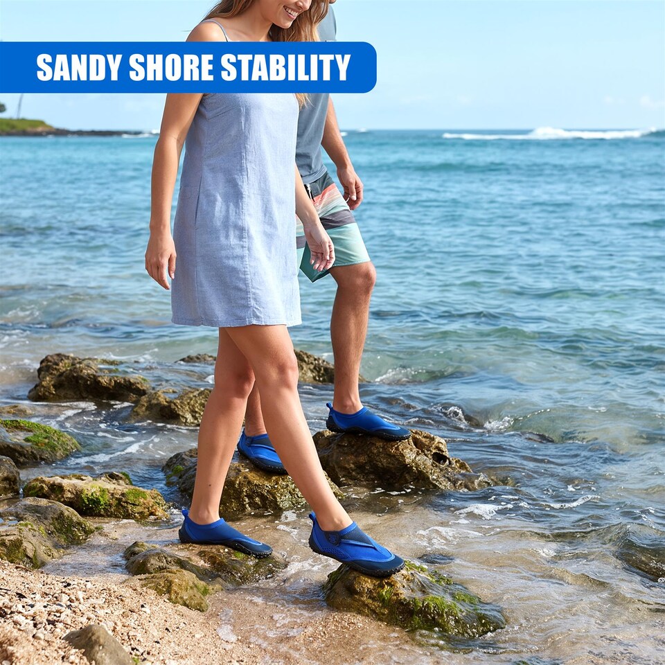 image 1 of GEEZY Aqua Water Shoes, Unisex, Beach Surfing Holidays - Blue, UK Adult 7